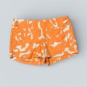 J.Crew Orange & Tan Linen Shorts with Button Detail